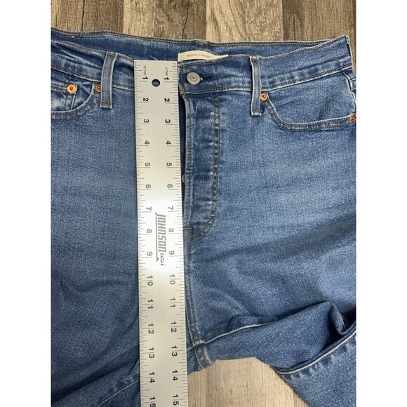 Levis Wedgie Straight Jeans Womens 32 Blue Button-Fly High-Rise Cotton 33x28 - Picture 10 of 11